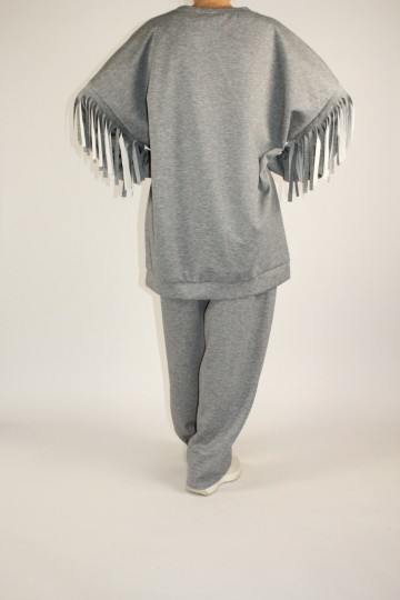 Comfy set fringe grijs 4