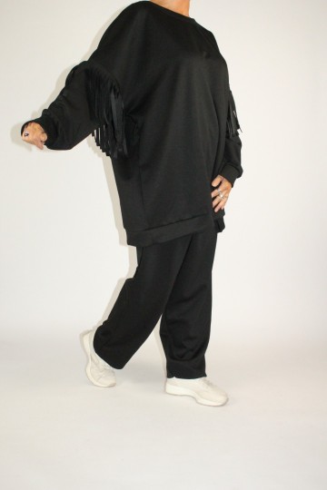 Comfy set fringe zwart 3