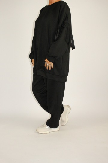 Comfy set fringe zwart