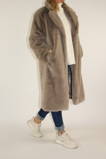 Fake fur coat fiona beige 3