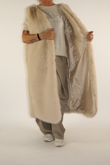 Fake fur gilet beige 2