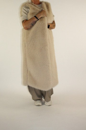 Fake fur gilet beige 4