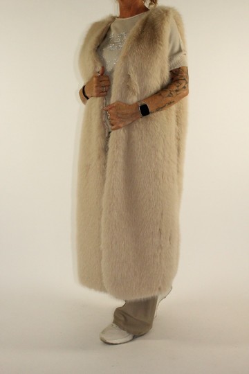Fake fur gilet beige