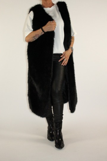 Fake fur gilet zwart 2
