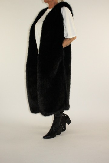 Fake fur gilet zwart