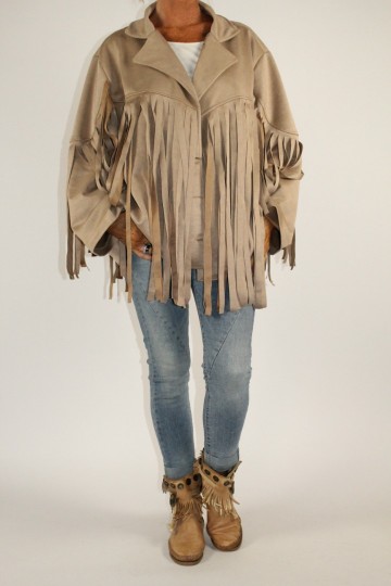 Fringe blouse beige 2