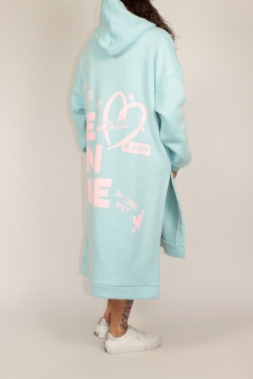 Hoodie dress mc turquoise 2