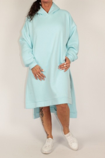 Hoodie dress mc turquoise 3