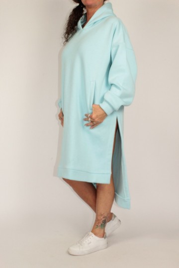 Hoodie dress mc turquoise 4