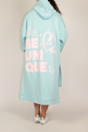 Hoodie dress mc turquoise
