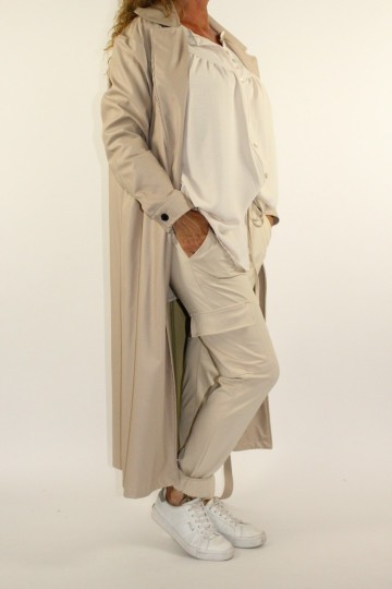 Lederlook coat creme 7