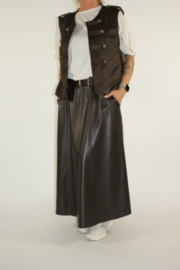 Lederlook rok bruin 2