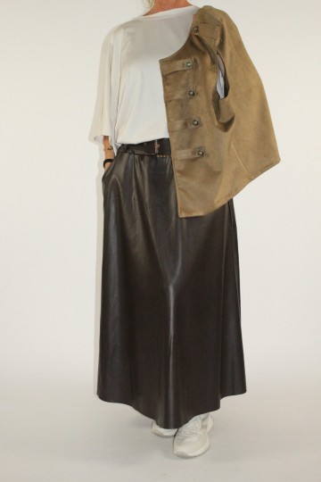 Lederlook rok bruin 5 0