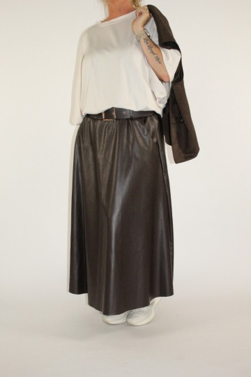 Lederlook rok bruin