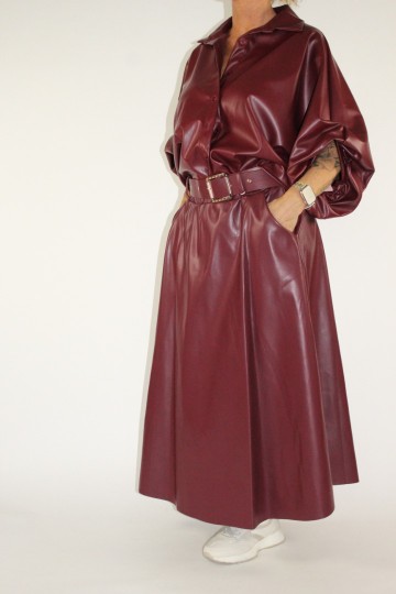 Lederlook rok katy bordeaux