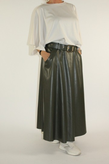 Lederlook rok katy groen 2