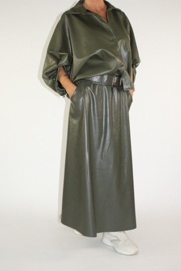 Lederlook rok katy groen 4
