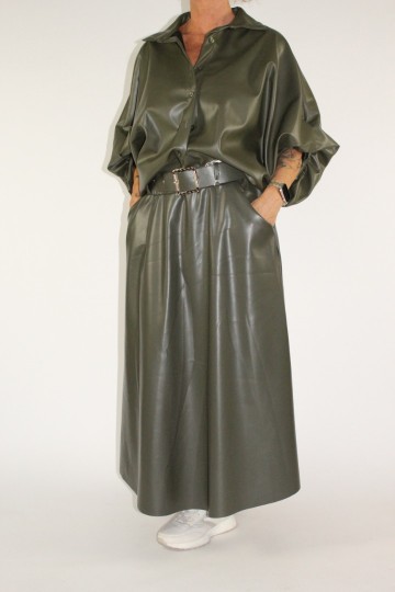 Lederlook rok katy groen 6