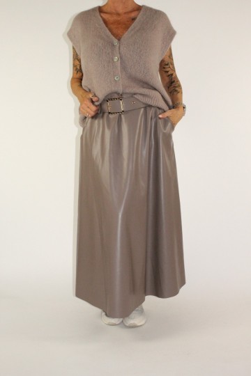 Lederlook rok katy taupe 2