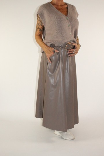 Lederlook rok katy taupe 3