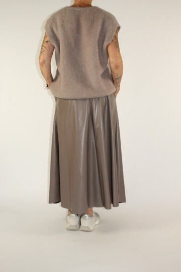 Lederlook rok katy taupe 4