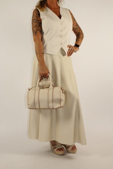 Lederlook rok shanty creme 3