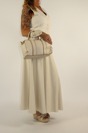 Lederlook rok shanty creme 4