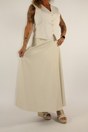 Lederlook rok shanty creme 6