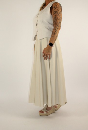 Lederlook rok shanty creme 8