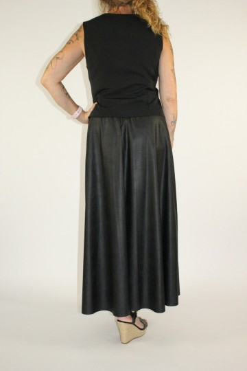 Lederlook rok shanty zwart 2
