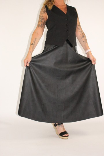 Lederlook rok shanty zwart