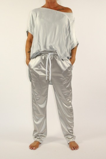 Metalic broek zilver 2
