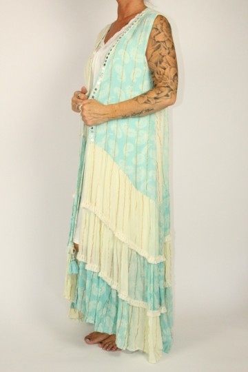 Mouwloze kimono lela turquoise