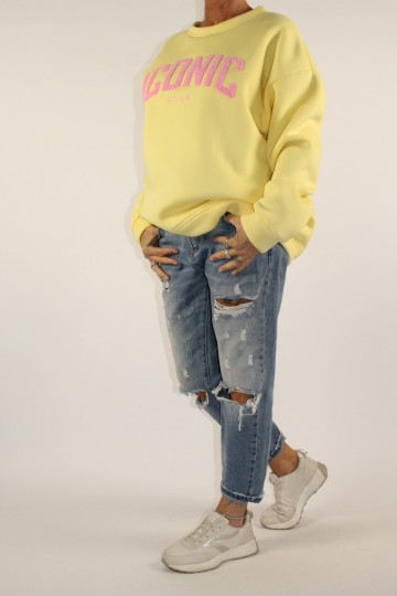 Sweater iconic geel