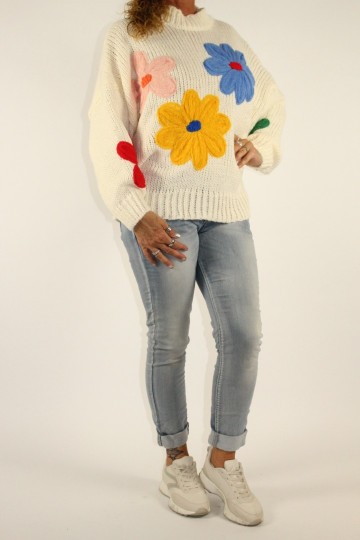 Trui flowers ecru 2