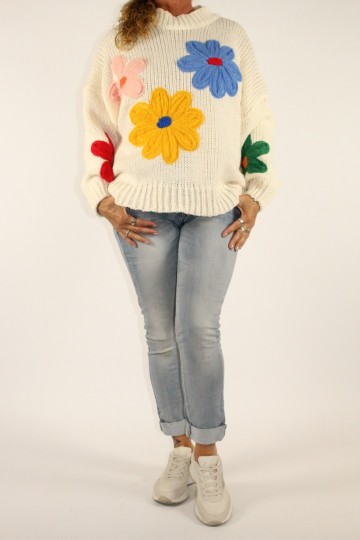 Trui flowers ecru 3