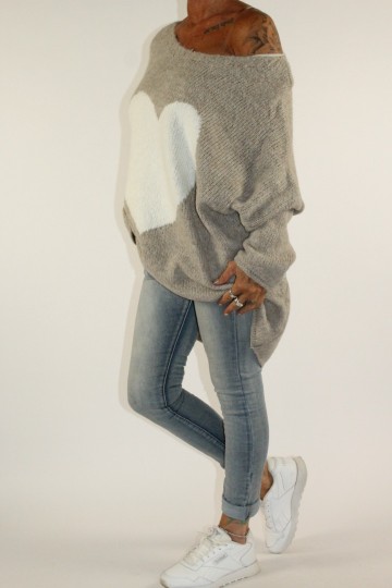 Trui heart beige