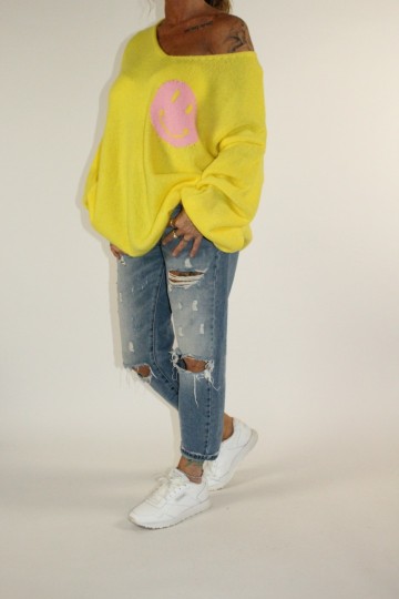 Trui smile geel